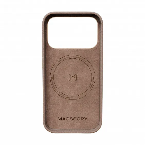 Чехол Magssory Eco-Leather Case для iPhone 17 Pro, с MagSafe, Тёмно-бежевый
