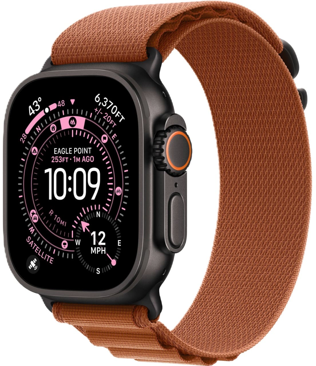 Apple Watch Ultra 3 GPS + Cellular, 49 мм, корпус из чёрного титана, ремешок Alpine терракотового цвета