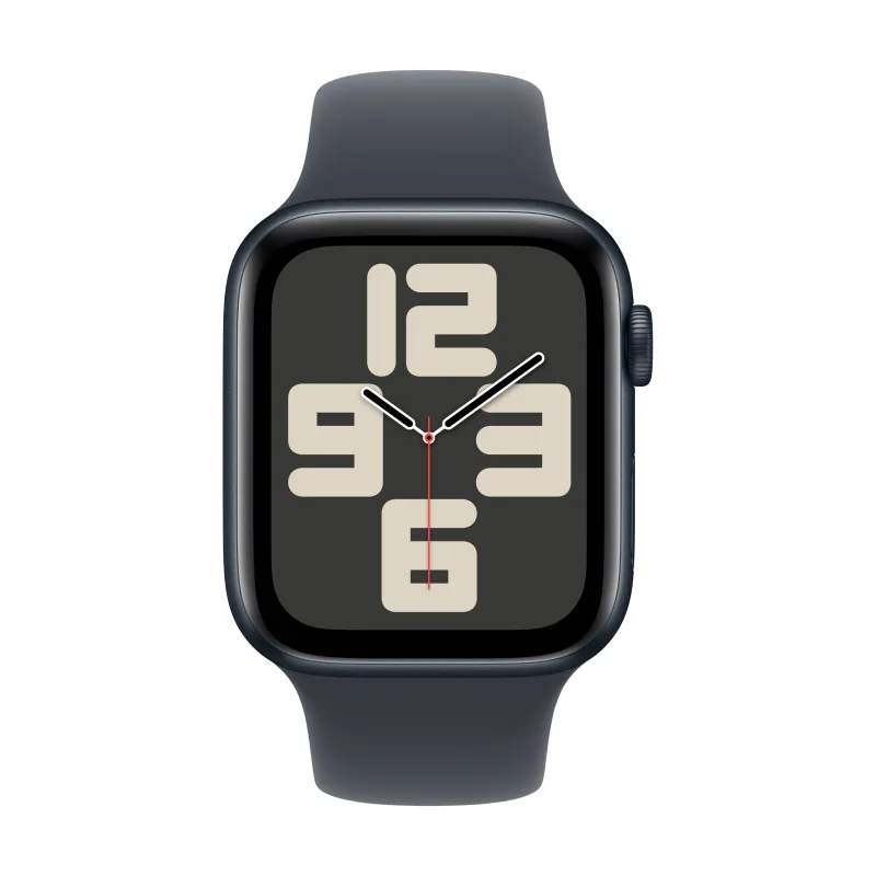 Apple Watch SE (2024), 40 мм, корпус из алюминия цвета «полуночный черный», спортивный ремешок «полуночный черный»