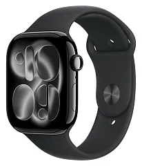 Apple Watch Series 11, 42 мм, корпус из алюминия цвета «чёрный глянец», спортивный ремешок чёрного цвета