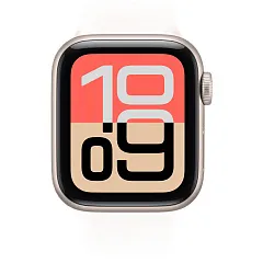 Apple Watch SE (2025), 40 мм, корпус из алюминия цвета «сияющая звезда», спортивный ремешок цвета «лёгкий румянец»