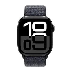 Apple Watch Series 10, 46 мм, корпус из алюминия цвета "черный глянец", спортивный ремешок Loop темно-синего цвета