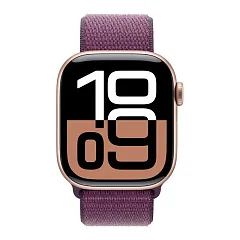 Apple Watch Series 10, 42 мм, корпус из алюминия цвета «розовое золото», спортивный ремешок Loop сливового цвета