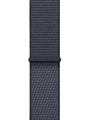 Apple Watch SE (2025), 44 мм, корпус из алюминия цвета «полуночный черный», спортивный ремешок Loop цвета «якорный синий»